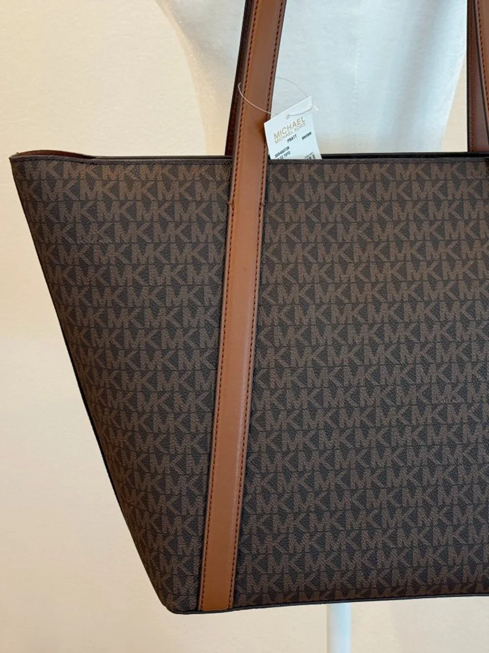 MICHAEL KORS Pratt Large Signature Logo Tote Shoulder Bag COLOR BROWN  NWT